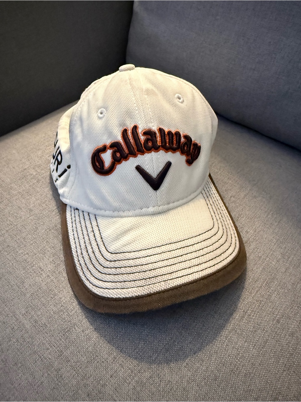 Callaway White and Brown Embroidered Logo Golf Cap